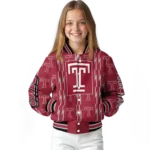 personalized temple owls bolt stripe red varsity jacket best selling.webp