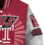 personalized temple owls ferris arena red white varsity jacket best selling.webp