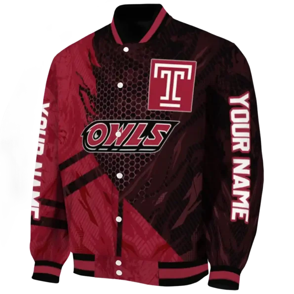 personalized temple owls hexagon mesh red black varsity jacket best selling.webp