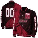 personalized temple owls hexagon mesh red black varsity jacket best selling.webp