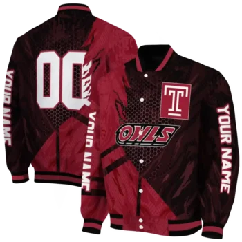personalized temple owls hexagon mesh red black varsity jacket fashion forward.webp