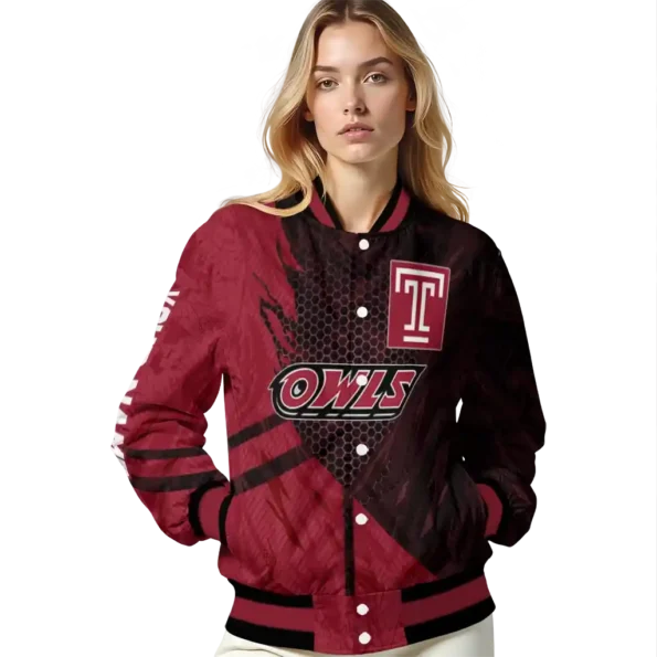personalized temple owls hexagon mesh red black varsity jacket latest model.webp