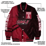 personalized temple owls hexagon mesh red black varsity jacket best selling.webp