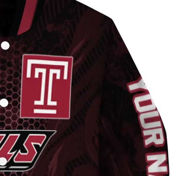 personalized temple owls hexagon mesh red black varsity jacket premium grade.webp