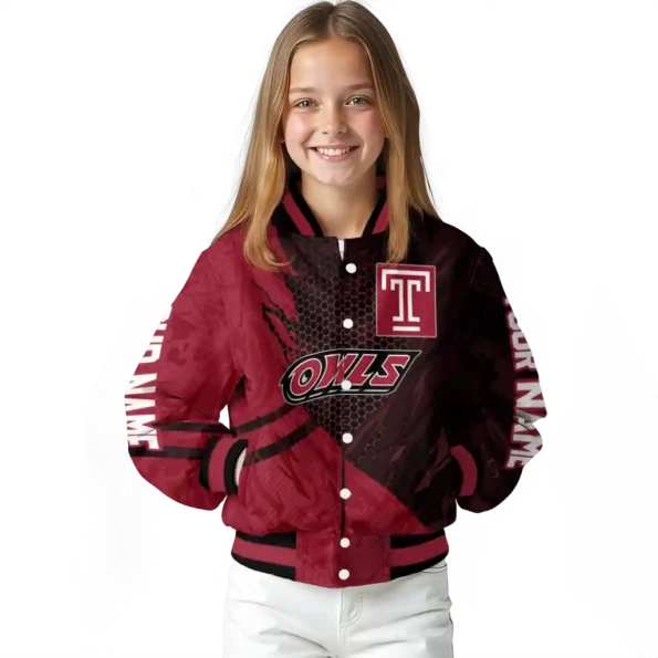 personalized temple owls hexagon mesh red black varsity jacket top rated.webp