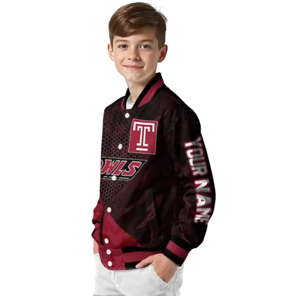 personalized temple owls hexagon mesh red black varsity jacket trendy.webp