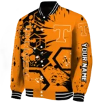 personalized tennessee volunteers hexagon cluster orange black varsity jacket best selling.webp