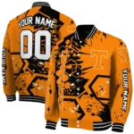 personalized tennessee volunteers hexagon cluster orange black varsity jacket best selling.webp