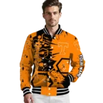 personalized tennessee volunteers hexagon cluster orange black varsity jacket best selling.webp