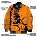personalized tennessee volunteers hexagon cluster orange black varsity jacket best selling.webp