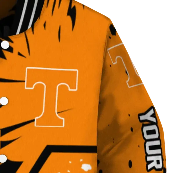personalized tennessee volunteers hexagon cluster orange black varsity jacket premium grade.webp