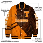 personalized tennessee volunteers hexagon mesh orange black varsity jacket best selling.webp
