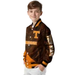 personalized tennessee volunteers hexagon mesh orange black varsity jacket best selling.webp