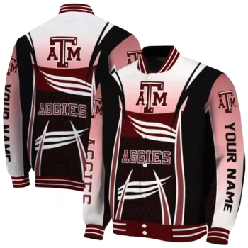 personalized texas am aggies mesh effect maroon black varsity jacket fashion forward.webp