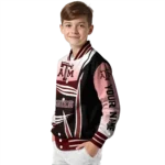 personalized texas am aggies mesh effect maroon black varsity jacket best selling.webp