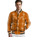 personalized texas longhorns bolt stripe orange varsity jacket best selling.webp