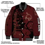 personalized texas state bobcats hexagon cluster maroon black varsity jacket best selling.webp