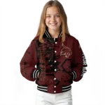 personalized texas state bobcats hexagon cluster maroon black varsity jacket best selling.webp