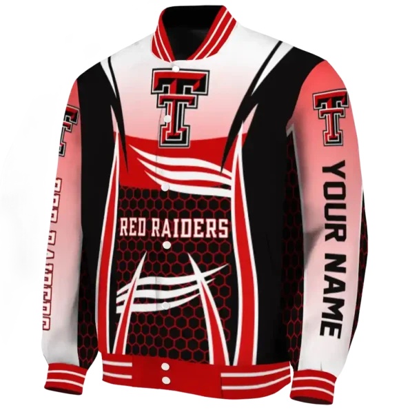 personalized texas tech red raiders mesh effect red black varsity jacket best selling.webp
