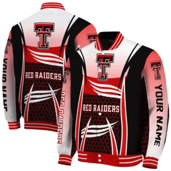 personalized texas tech red raiders mesh effect red black varsity jacket fashion forward.webp