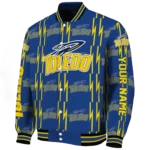personalized toledo rockets bolt stripe blue varsity jacket best selling.webp