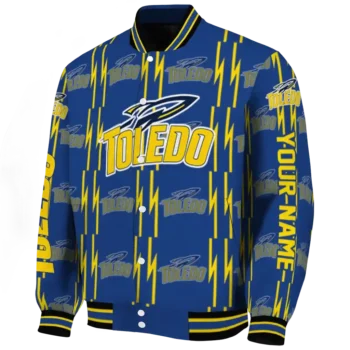 personalized toledo rockets bolt stripe blue varsity jacket best selling.webp