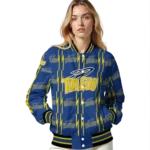personalized toledo rockets bolt stripe blue varsity jacket best selling.webp