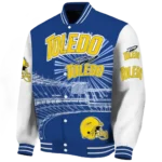 personalized toledo rockets ferris arena blue white varsity jacket best selling.webp