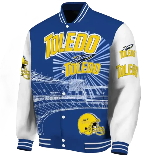 personalized toledo rockets ferris arena blue white varsity jacket best selling.webp
