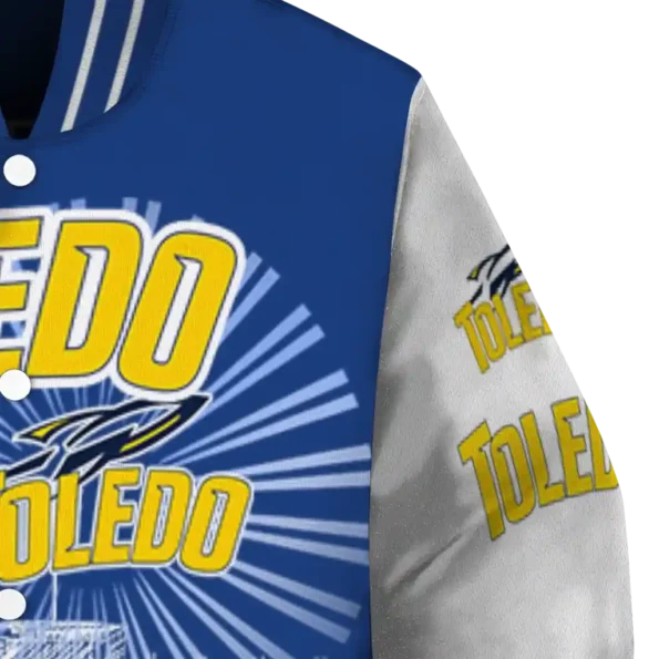 personalized toledo rockets ferris arena blue white varsity jacket premium grade.webp