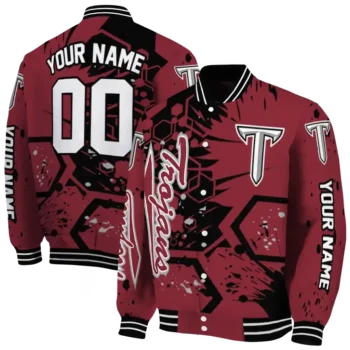 personalized troy trojans hexagon cluster red black varsity jacket fashion forward.webp