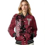 personalized troy trojans hexagon cluster red black varsity jacket best selling.webp