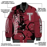 personalized troy trojans hexagon cluster red black varsity jacket best selling.webp