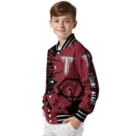 personalized troy trojans hexagon cluster red black varsity jacket best selling.webp