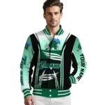personalized tulane green wave mesh effect green black varsity jacket best selling.webp
