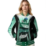 personalized tulane green wave mesh effect green black varsity jacket best selling.webp