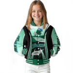 personalized tulane green wave mesh effect green black varsity jacket best selling.webp