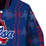 personalized tulsa golden hurricane bolt stripe blue varsity jacket best selling.webp