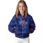 personalized tulsa golden hurricane bolt stripe blue varsity jacket best selling.webp