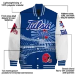 personalized tulsa golden hurricane ferris arena blue white varsity jacket best selling.webp