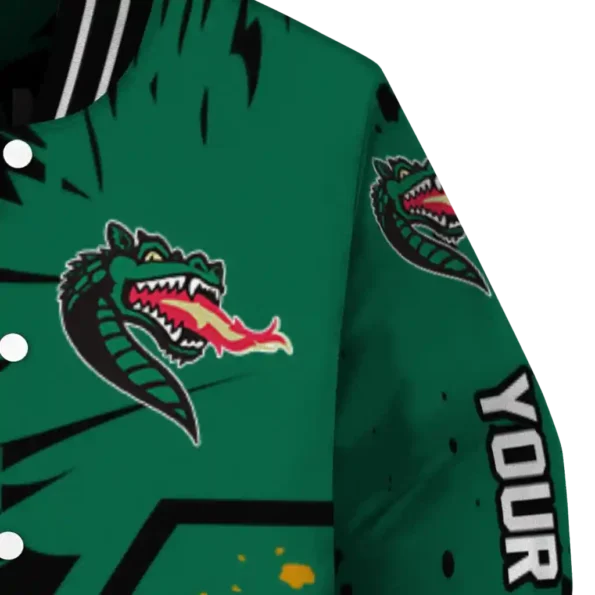 personalized uab blazers hexagon cluster green black varsity jacket premium grade.webp