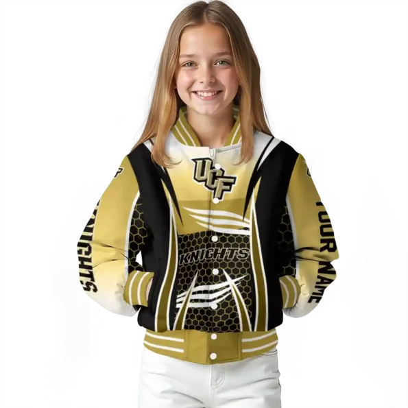 personalized ucf knights mesh effect gold black varsity jacket top rated.webp
