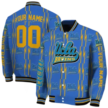personalized ucla bruins bolt stripe blue varsity jacket fashion forward.webp