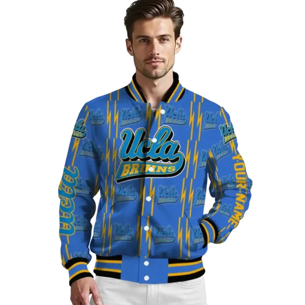 personalized ucla bruins bolt stripe blue varsity jacket high quality.webp
