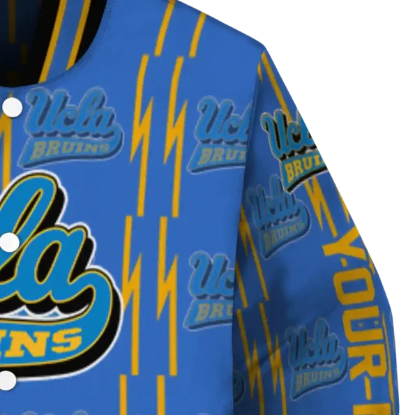 personalized ucla bruins bolt stripe blue varsity jacket premium grade.webp