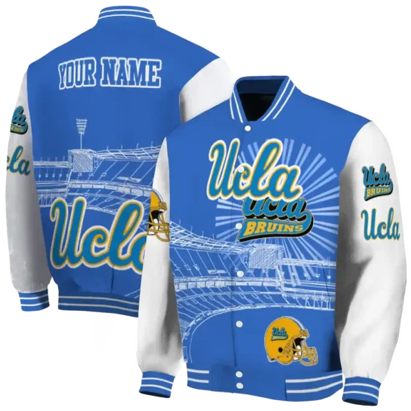 personalized ucla bruins ferris arena blue white varsity jacket fashion forward.webp