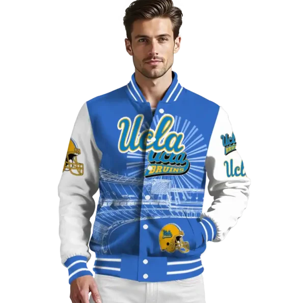 personalized ucla bruins ferris arena blue white varsity jacket high quality.webp