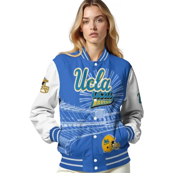 personalized ucla bruins ferris arena blue white varsity jacket latest model.webp