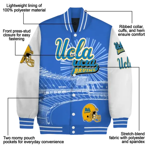 personalized ucla bruins ferris arena blue white varsity jacket new arrival.webp