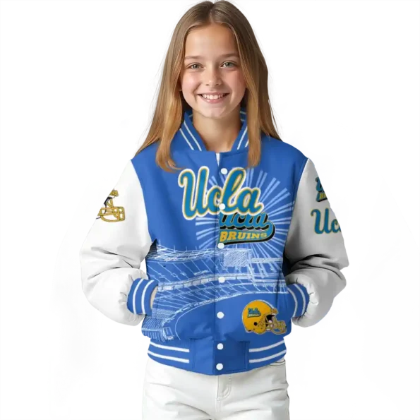 personalized ucla bruins ferris arena blue white varsity jacket top rated.webp